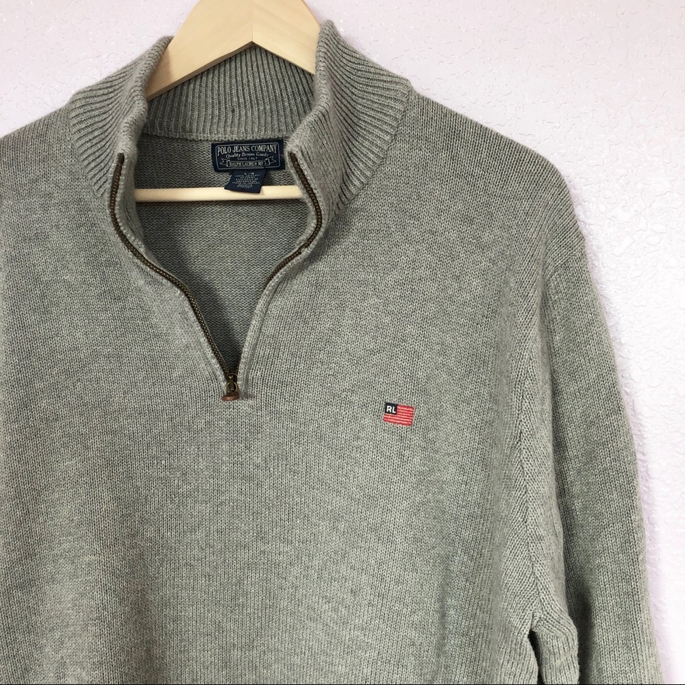 Polo Jeans Company | flag logo 1/4 zip sweater- Lg - Picture 3 of 5